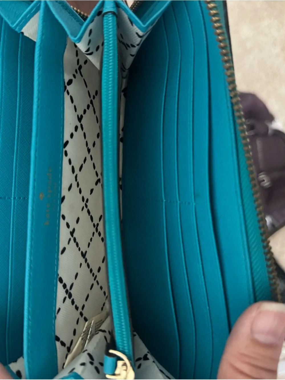 kate spade turquoise zip clutch wristlet